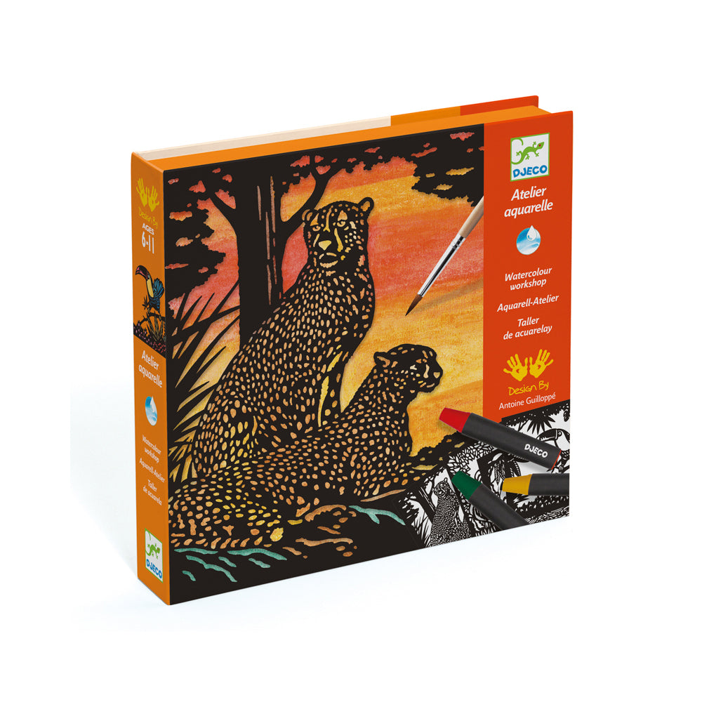 Djeco Backlight Watercolour Workshop Educational Kids Creative Art Book 6y+