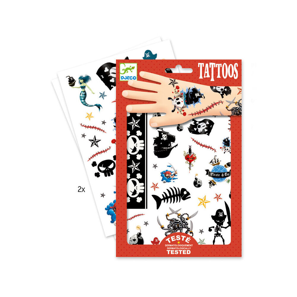 Djeco Pirates Temporary/Fake Tattoos Sticker Fun Party Kids/Children 3y+ (50 Pieces) — image 2
