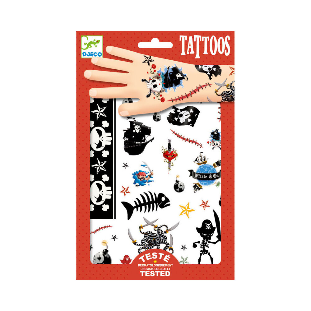 Djeco Pirates Temporary/Fake Tattoos Sticker Fun Party Kids/Children 3y+ (50 Pieces)