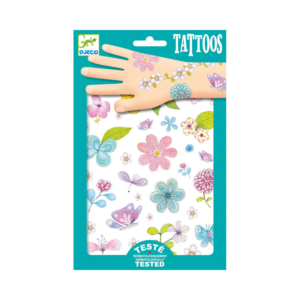 Djeco Fair Flowers Of The Field Temporary/Fake Tattoos Sticker Kids 3y+ (50 Pieces)