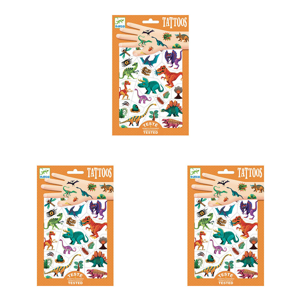Djeco Dino Club Temporary/Fake Tattoos Sticker Party Kids/Children 3y+ (150 Pieces)