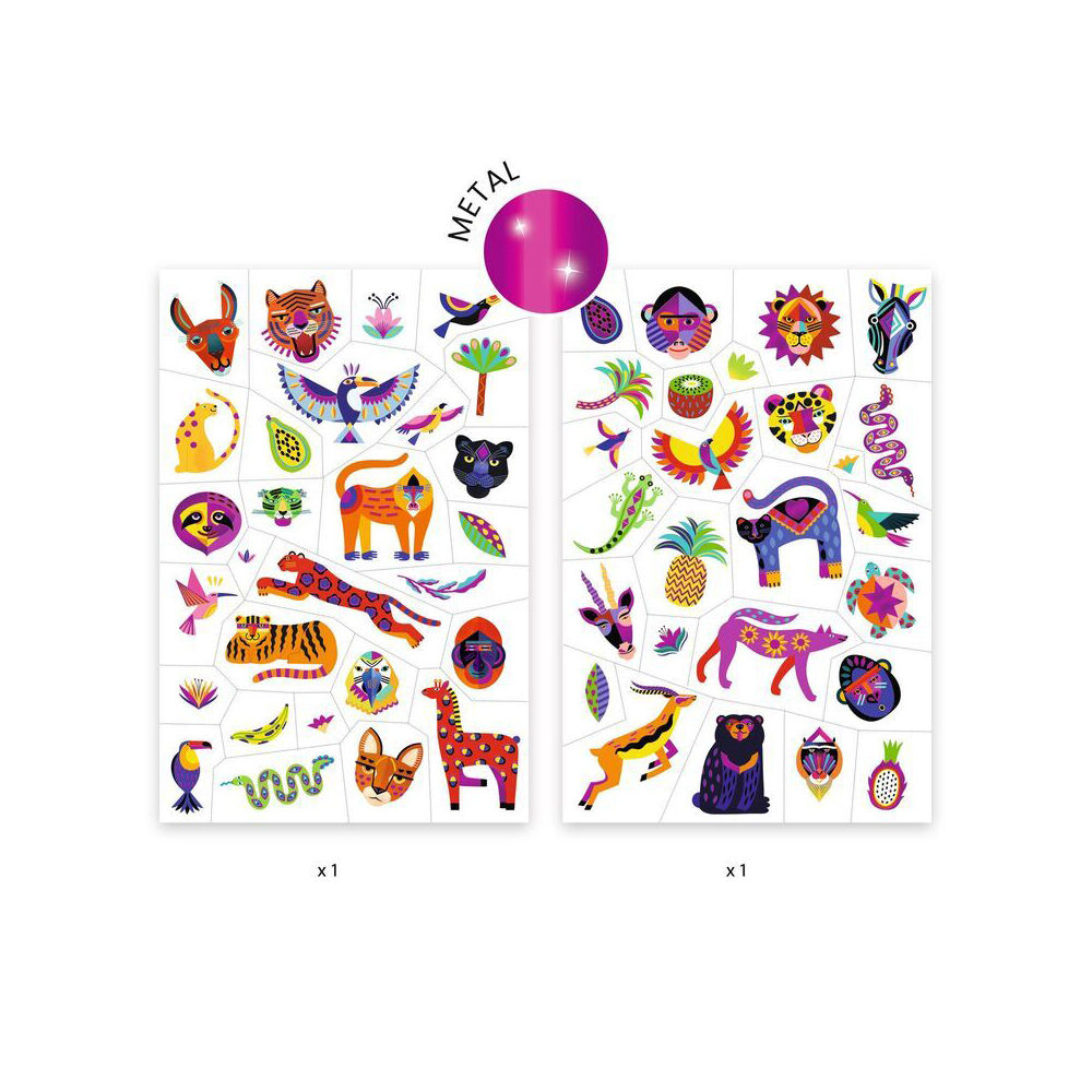 Djeco Wild Beauty Temporary/Fake Tattoos Sticker Fun Party Kids 3y+ (50 Pieces) — image 2