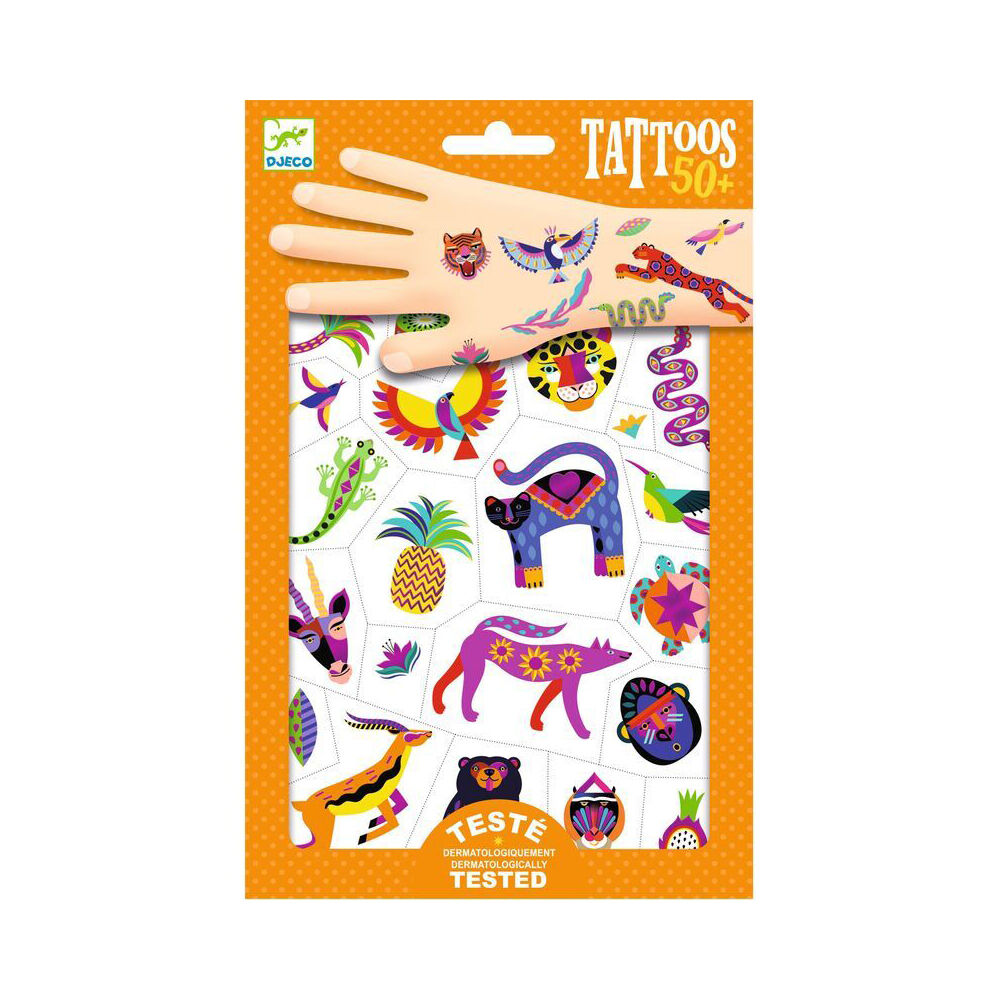 Djeco Wild Beauty Temporary/Fake Tattoos Sticker Fun Party Kids 3y+ (50 Pieces)