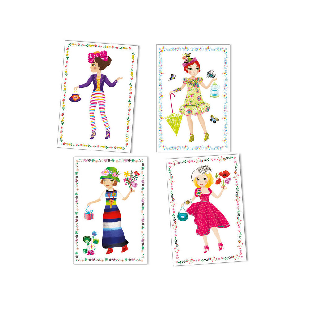 Djeco Massive Fashion Stickers & Paper Dolls Reusable Set Kids Craft 6y+