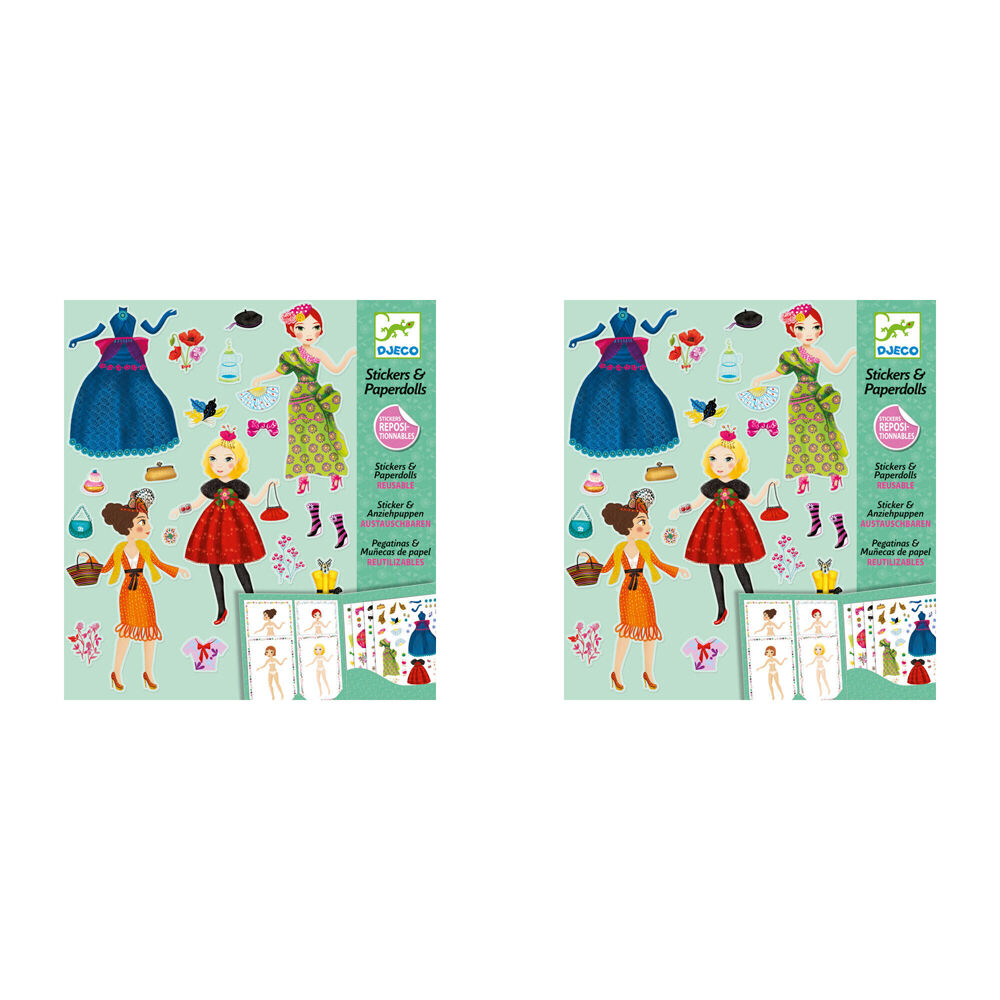 Djeco Massive Fashion Stickers & Paper Dolls Reusable Set Kids Craft 6y+ (2 Pack)