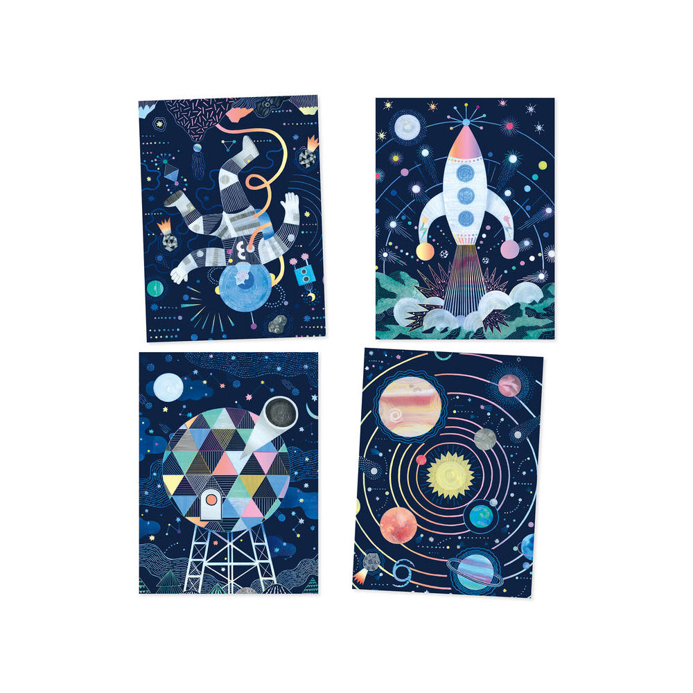 Djeco Cosmic Mission Scratch Cards w/ Stylus Art Activity Kit Kids 6y+ (8 Pieces) — image 5