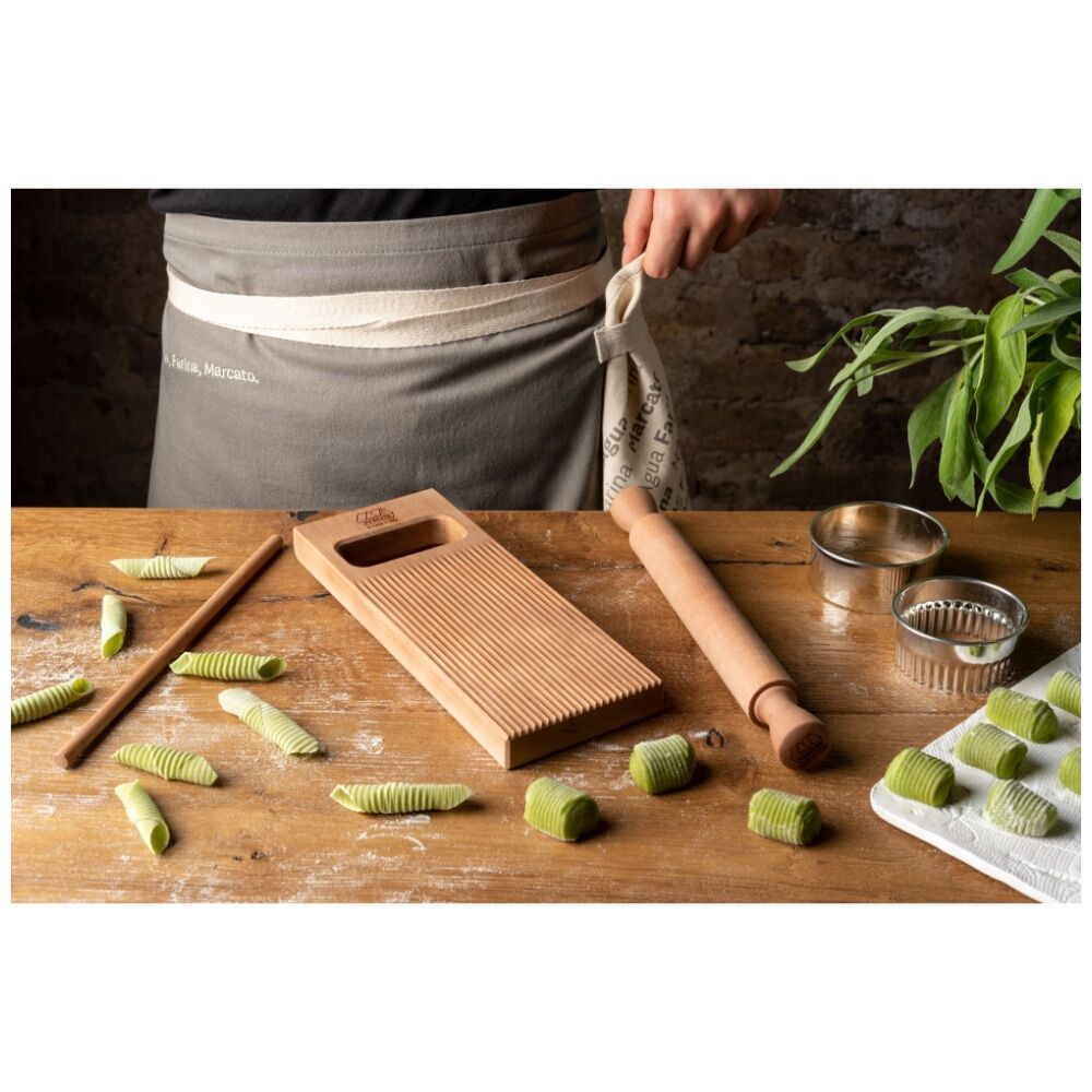 Marcato Wooden Gnocchi Rolling Board w/Garganelli Stick Pasta Making Accessory — image 4