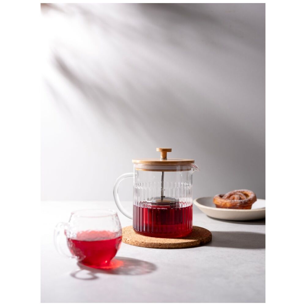 Euroline 1000ml Durable Glass Tea Pot w/Loose Leaf Infuser & Bamboo Lid — image 4