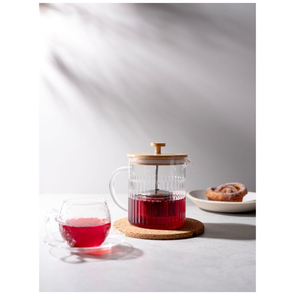 Euroline 1000ml Durable Glass Tea Pot w/Loose Leaf Infuser & Bamboo Lid — image 5