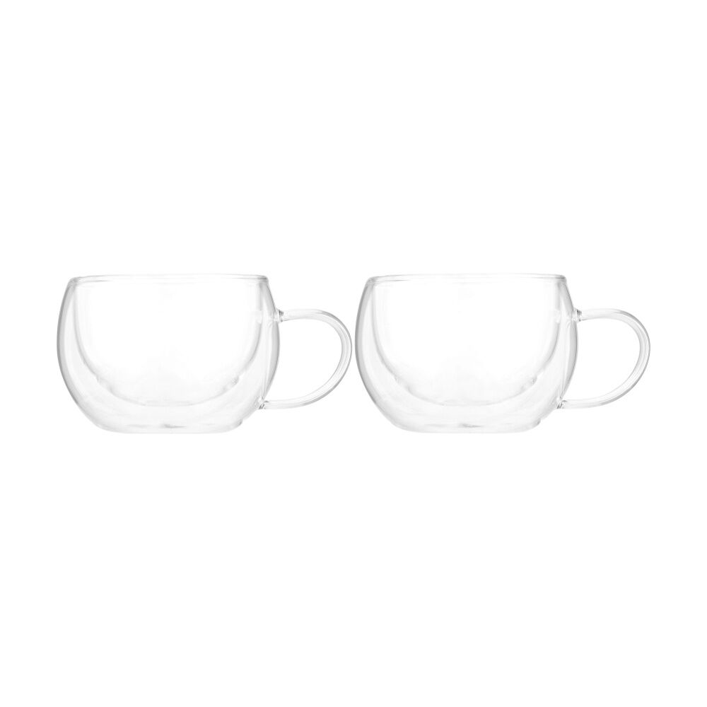 Euroline 2pc Euroline Double Wall Insulated Durable Borosilicate Glass Mug Set 250ml (2 Pack) — image 2