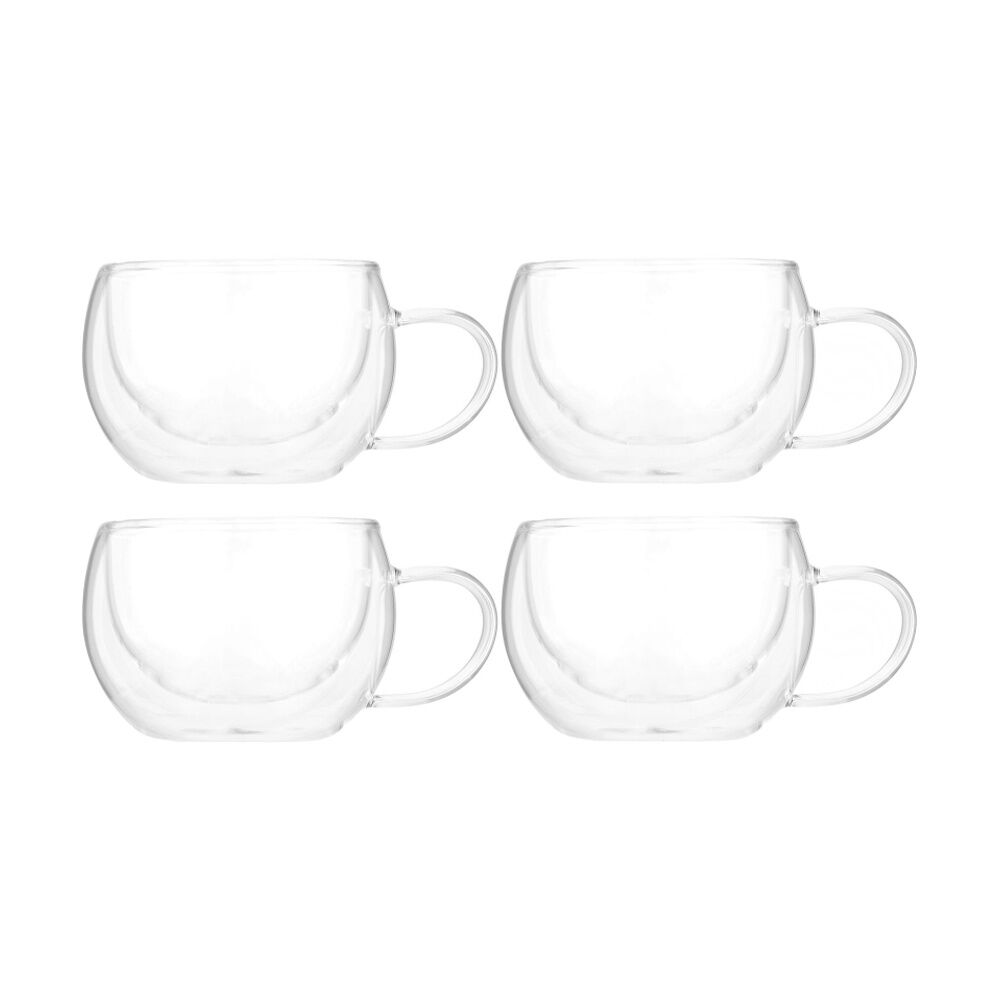 Euroline 2pc Euroline Double Wall Insulated Durable Borosilicate Glass Mug Set 250ml (2 Pack)