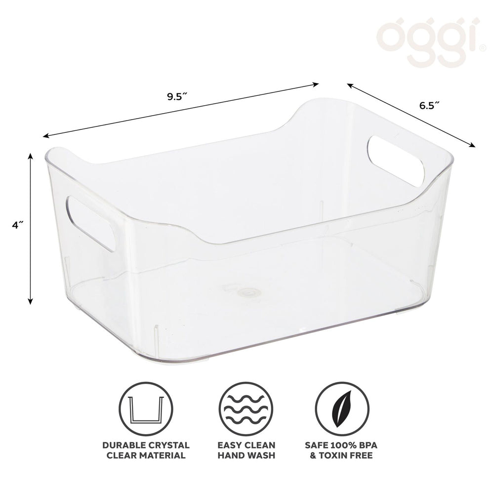 Oggi 24cm Storage Bin Home/Kitchen Food/Snack Pantry Organiser w/ Handles Clear — image 4