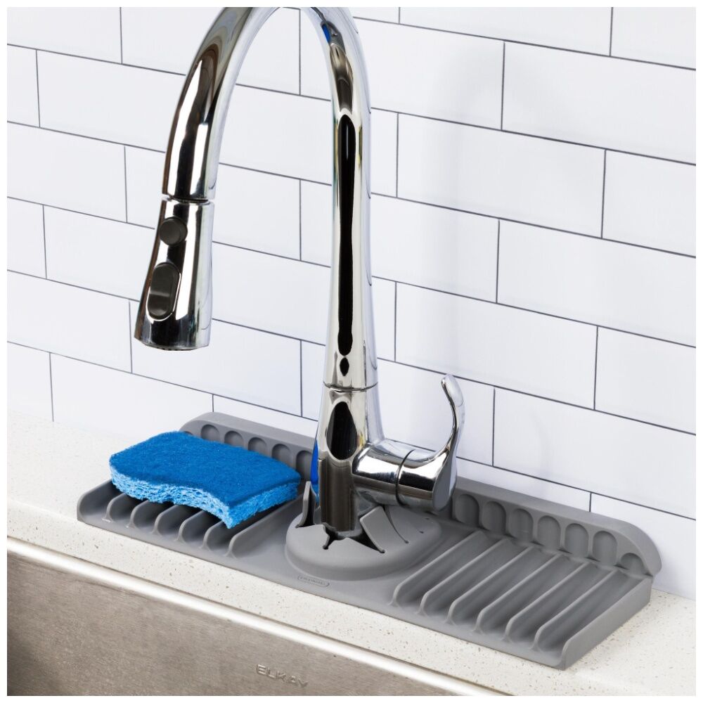Progressive Silicone Sink Mat w/Splash Guard Adjustable Fit Kitchen Accessory — image 2