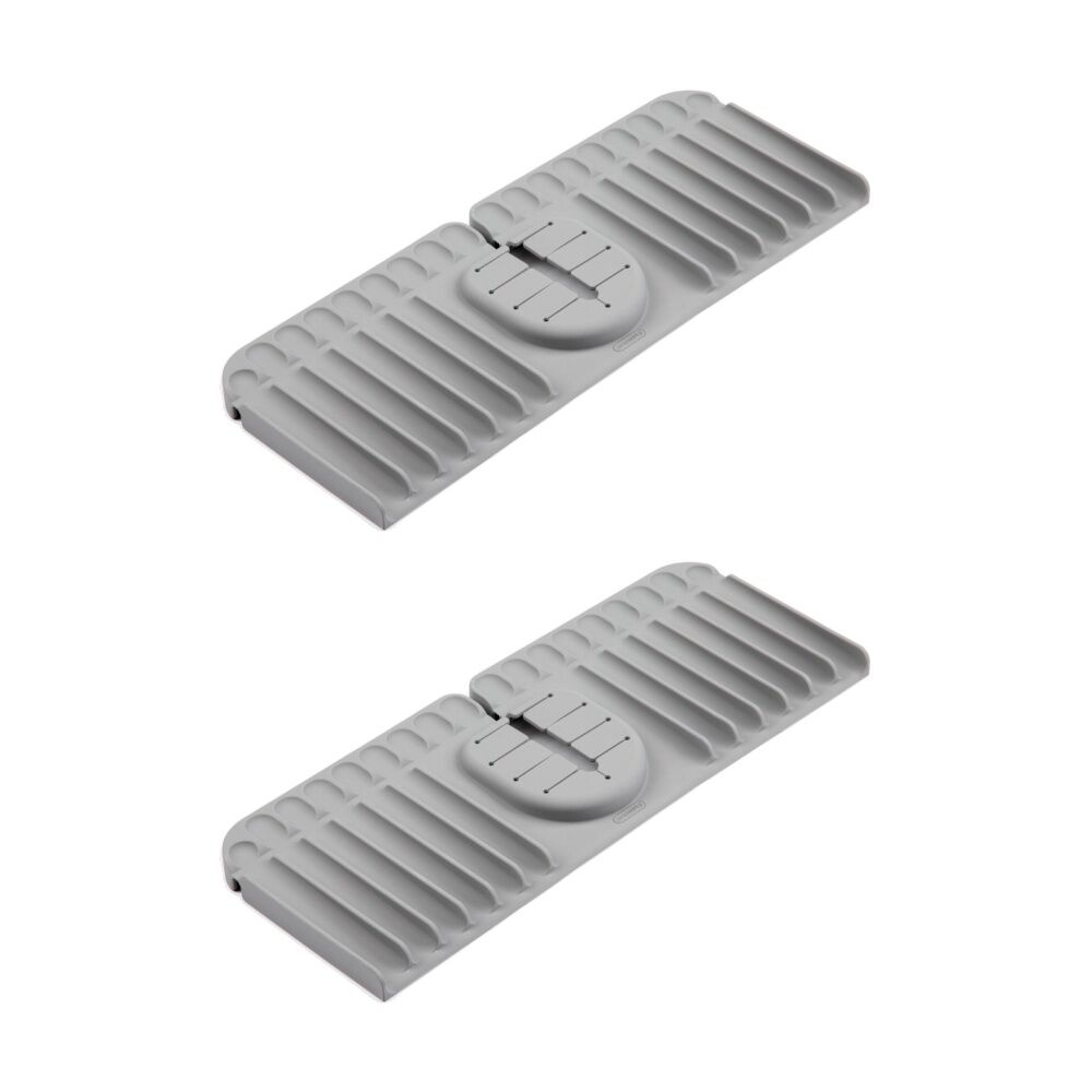 Progressive Silicone Sink Mat w/Splash Guard Adjustable Kitchen Accessory (2 Pack)