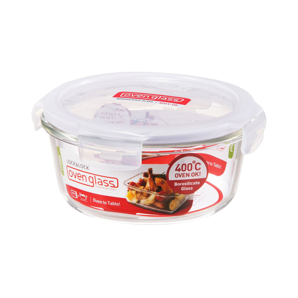 Locknlock 650ml Euro Round Borosilicate Glass Food Container Storage w/ Lid CLR