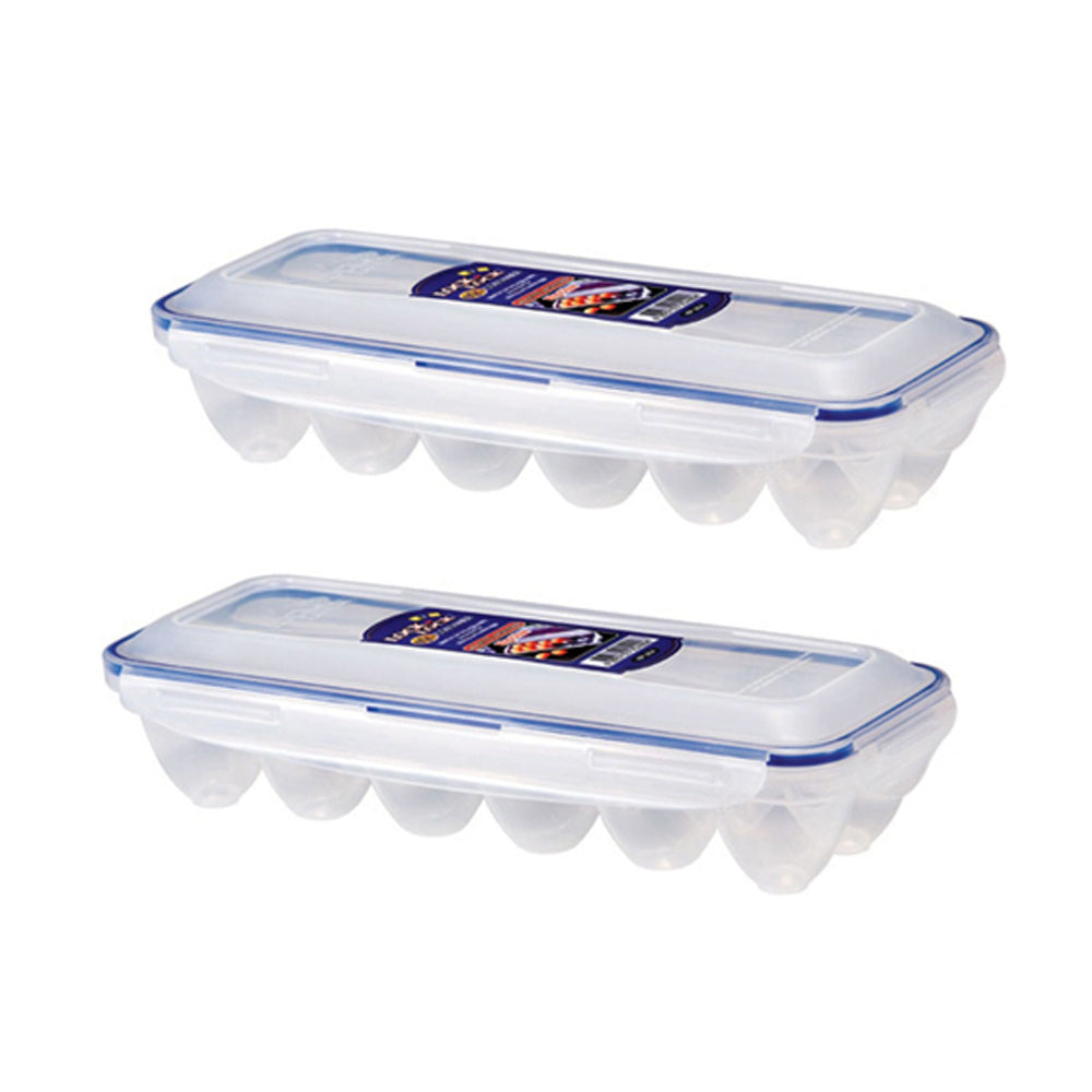 Locknlock Airtight Classic 12-Egg Dispenser Storage Container Pantry Clear (2 Pack)