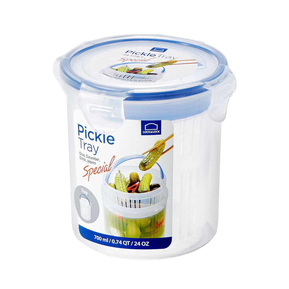 Locknlock 700ml Classic Round Food Container w/ Draining Basket - Clear (2 Pack)