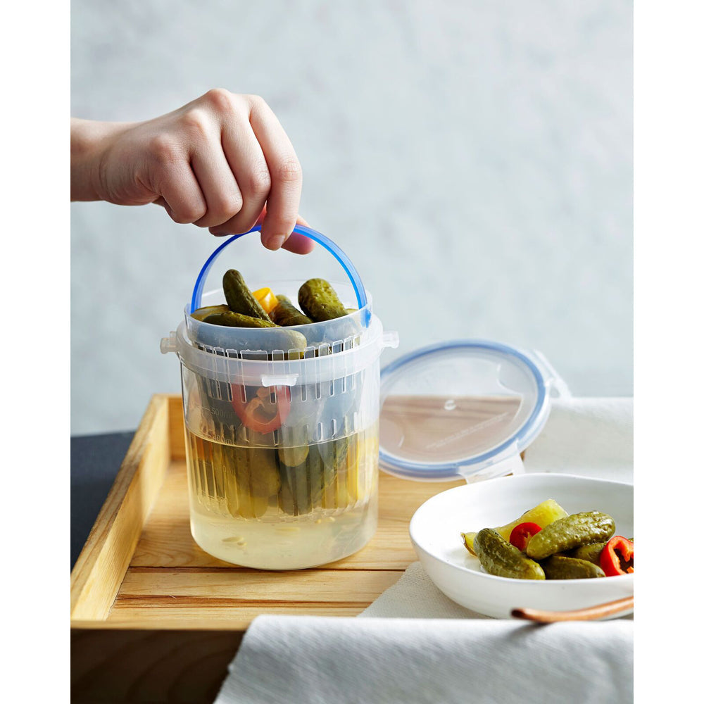 Locknlock 700ml Airtight Classic Round Food Container w/ Draining Basket Clear — image 2