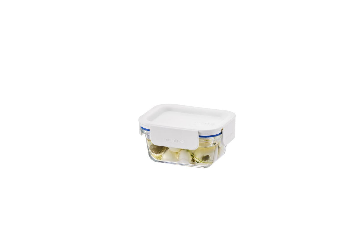 Locknlock Clear Glass Food Storage Container Microwave Safe 380ml White Lid (2 Pack) — image 2