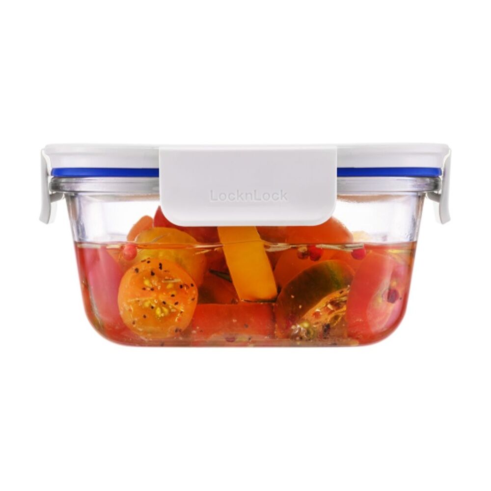 Locknlock Clear Glass Food Storage Container Microwave Safe 500ml White Lid (2 Pack) — image 3