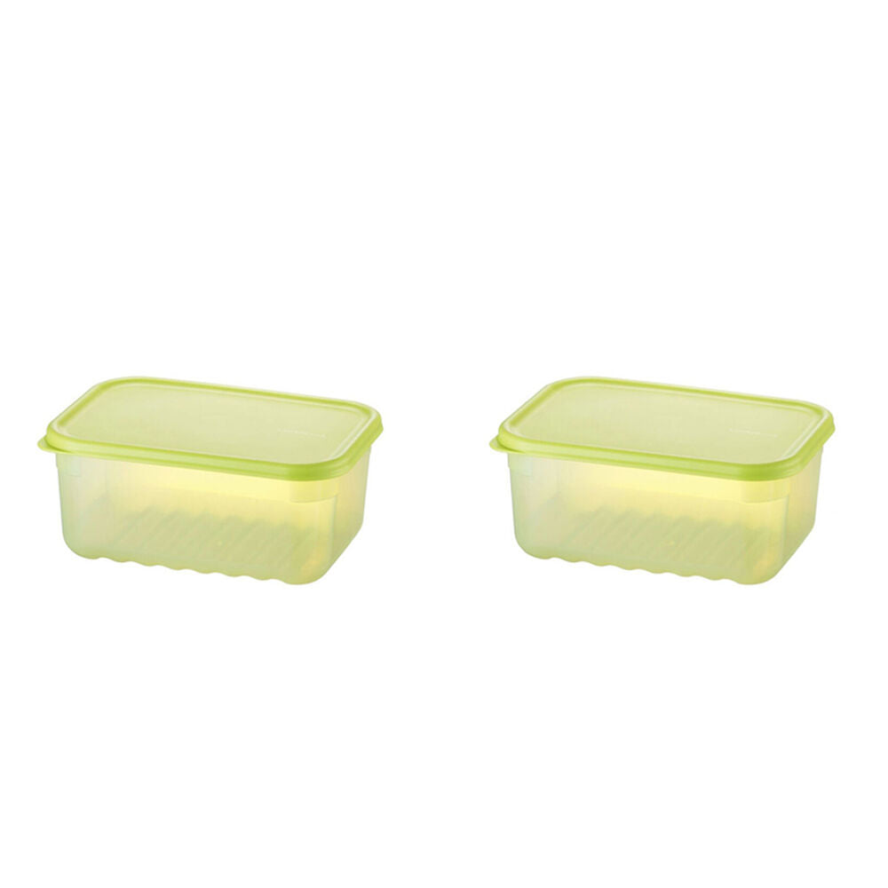 Wahu LocknLock Fresh Block 330ml Food Storage Container Set 14.6x10.3cm Green (2 Pieces)