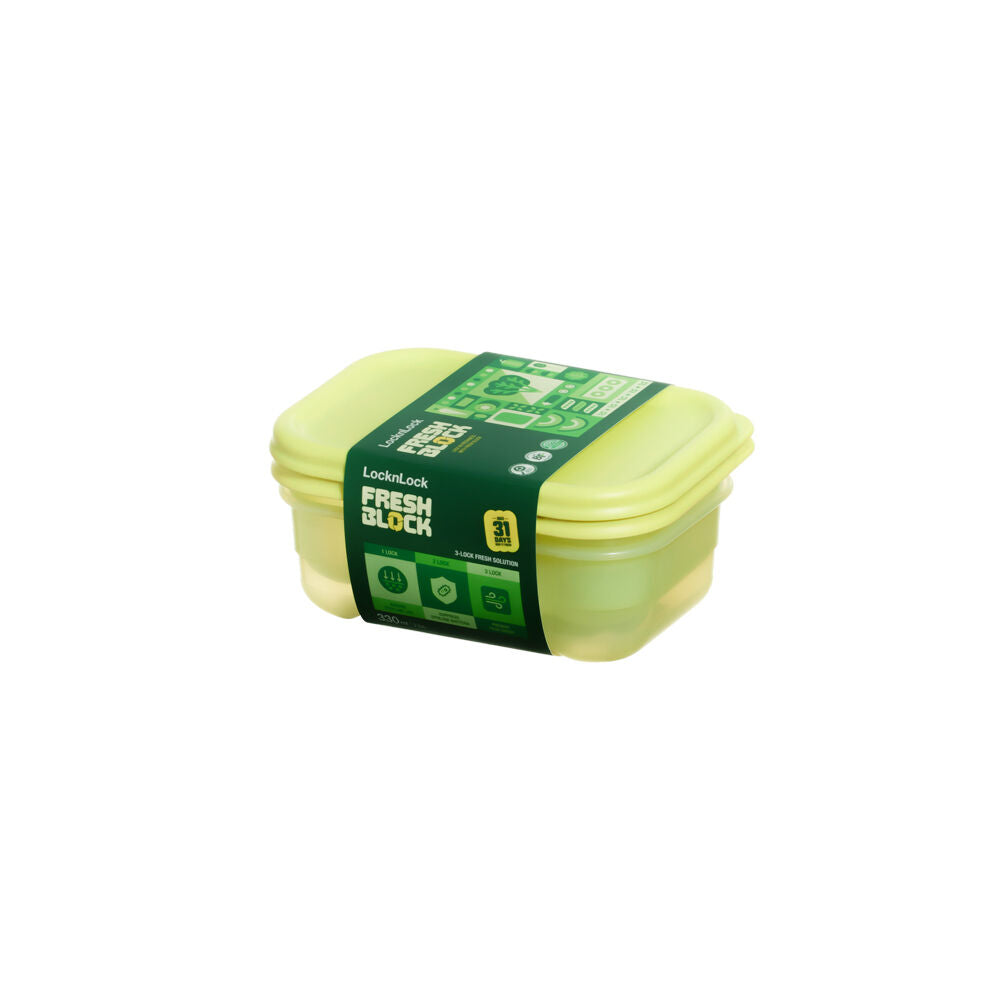 Wahu LocknLock Fresh Block 330ml Food Storage Container Set 14.6x10.3cm Green (2 Pieces) — image 2