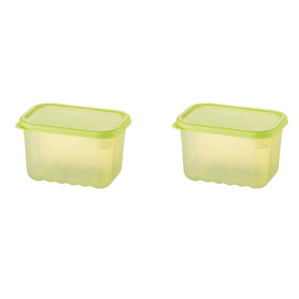 Wahu LocknLock Fresh Block 640ml Food Storage Container Set 14.6x10.3cm Green (2 Pieces)