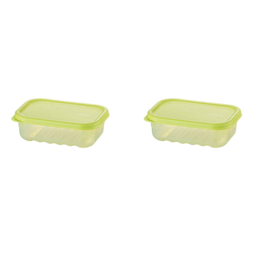 Wahu 2pc LocknLock Fresh Block 760ml Food Storage Container Set 20.6x14.6cm Green (2 Pack) — image 2