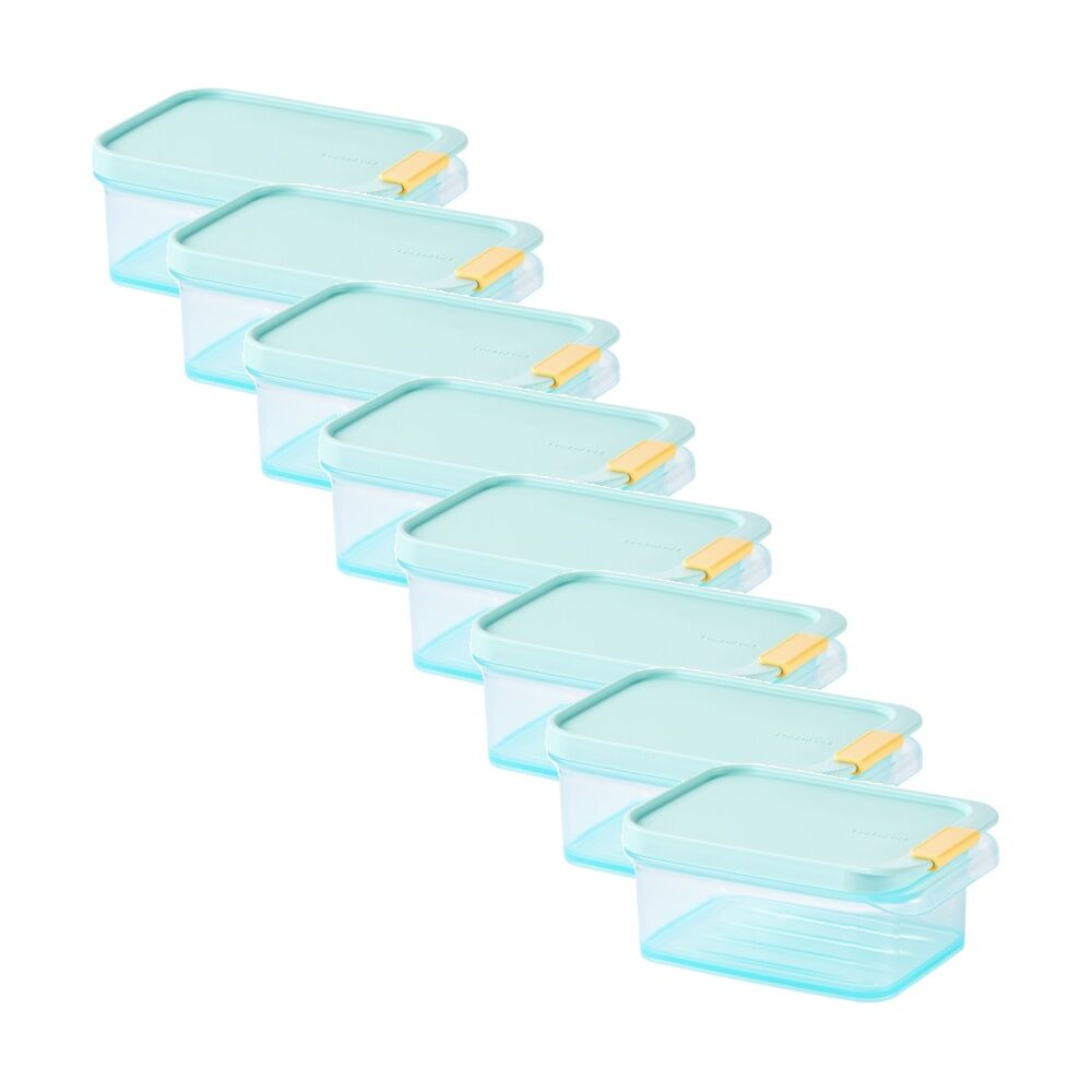 Locknlock Freezer Fit Food Storage Container Microwave Safe 450ml Blue Lid (8 Pack)