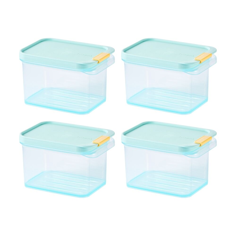 Locknlock Freezer Fit Food Storage Container Microwave Safe 750ml Blue Lid (4 Pack)