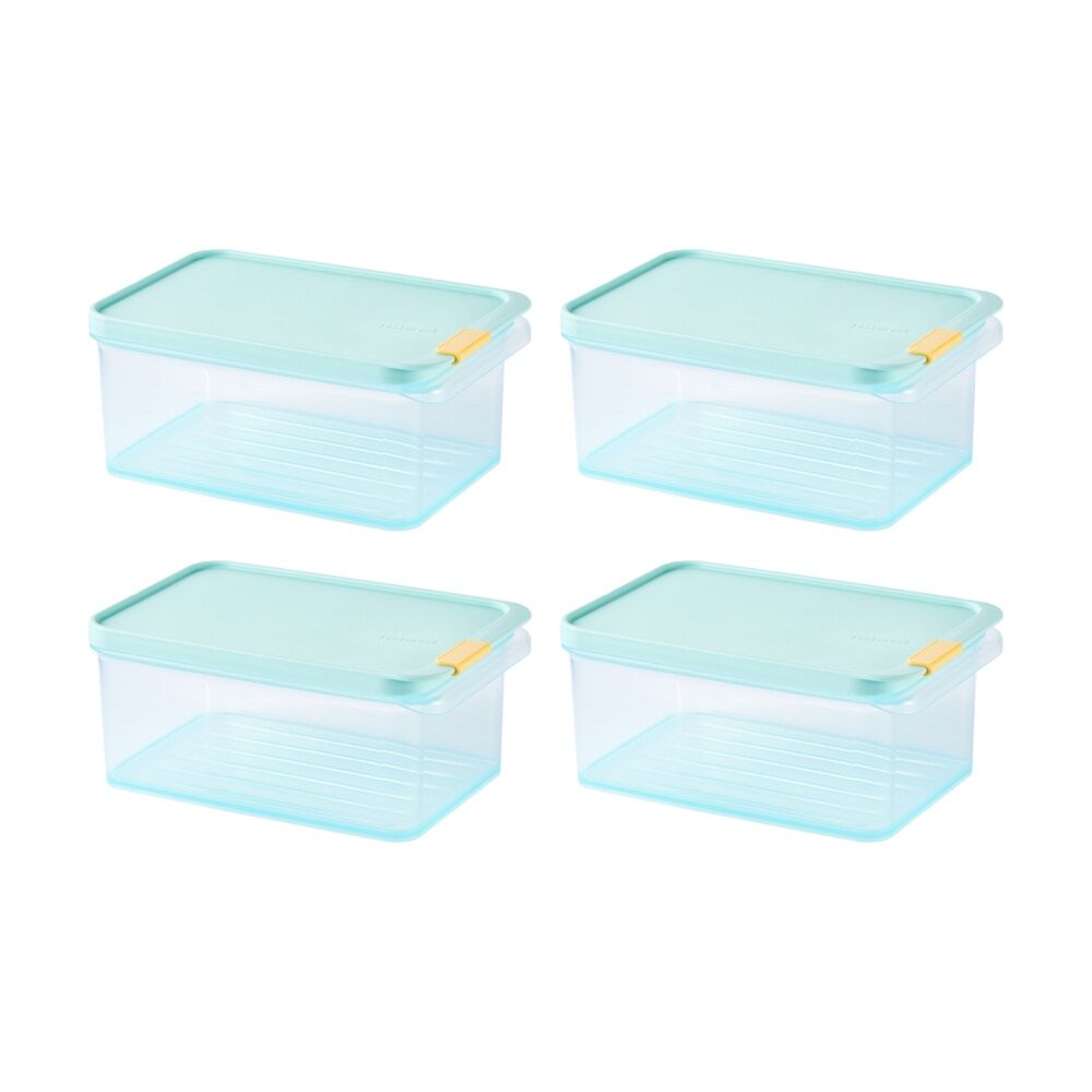 Locknlock Freezer Fit Food Container Microwave Safe w/15ml Divide 1.65L Blue (4 Pack)