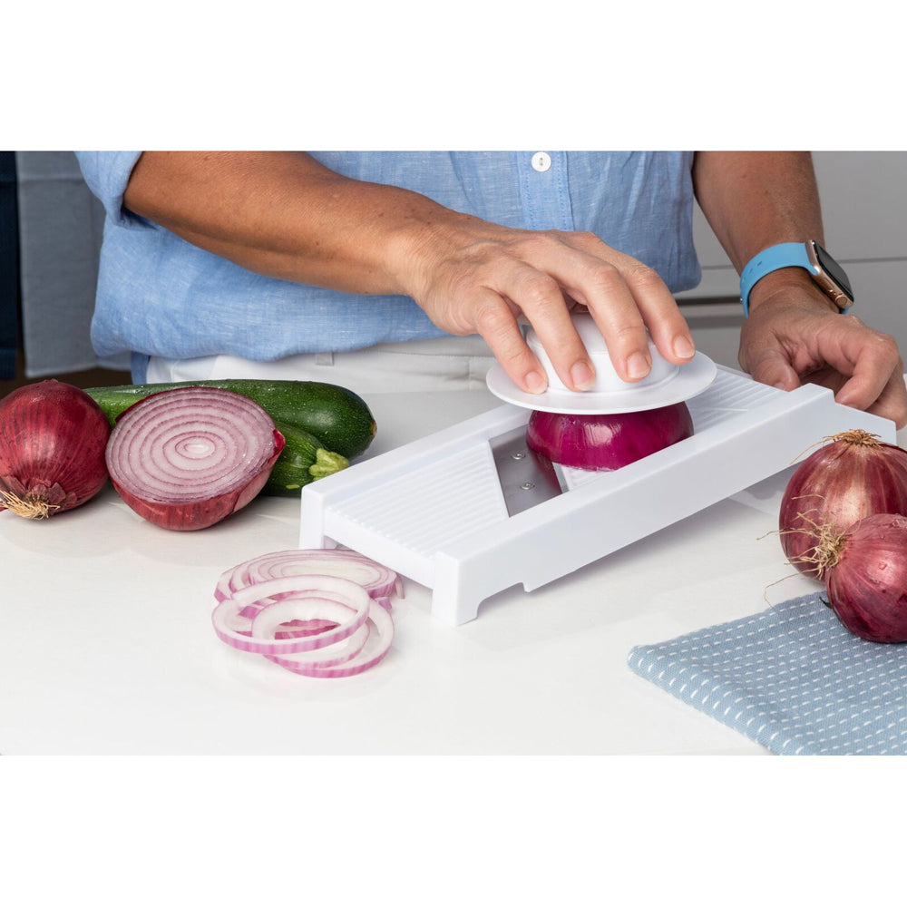 Culinare Mandoline Slicer w/ 4 Blades Fine/Course Fruit/Vegetable Slicer WHT — image 10