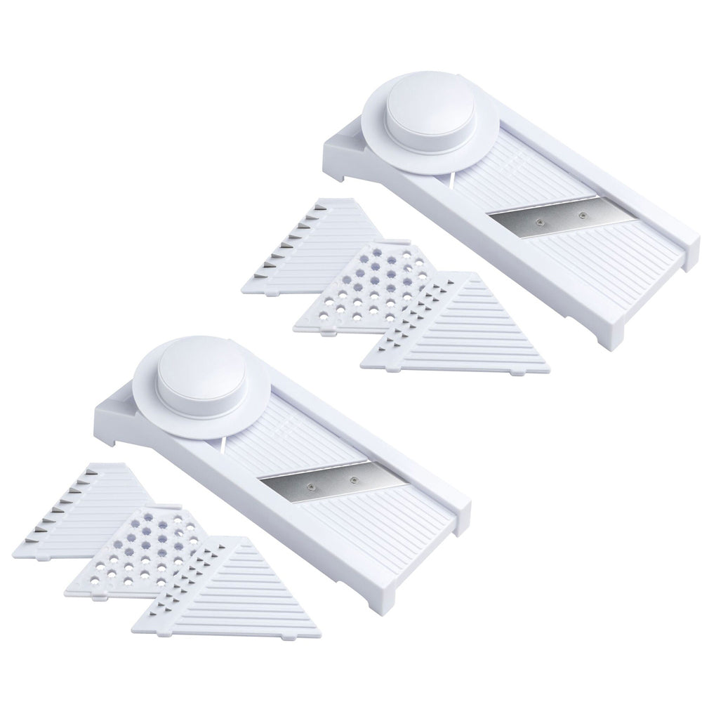 Culinare Mandoline Slicer w/ 4 Blades Fruit/Vegetable Slicer - White (2 Pack)