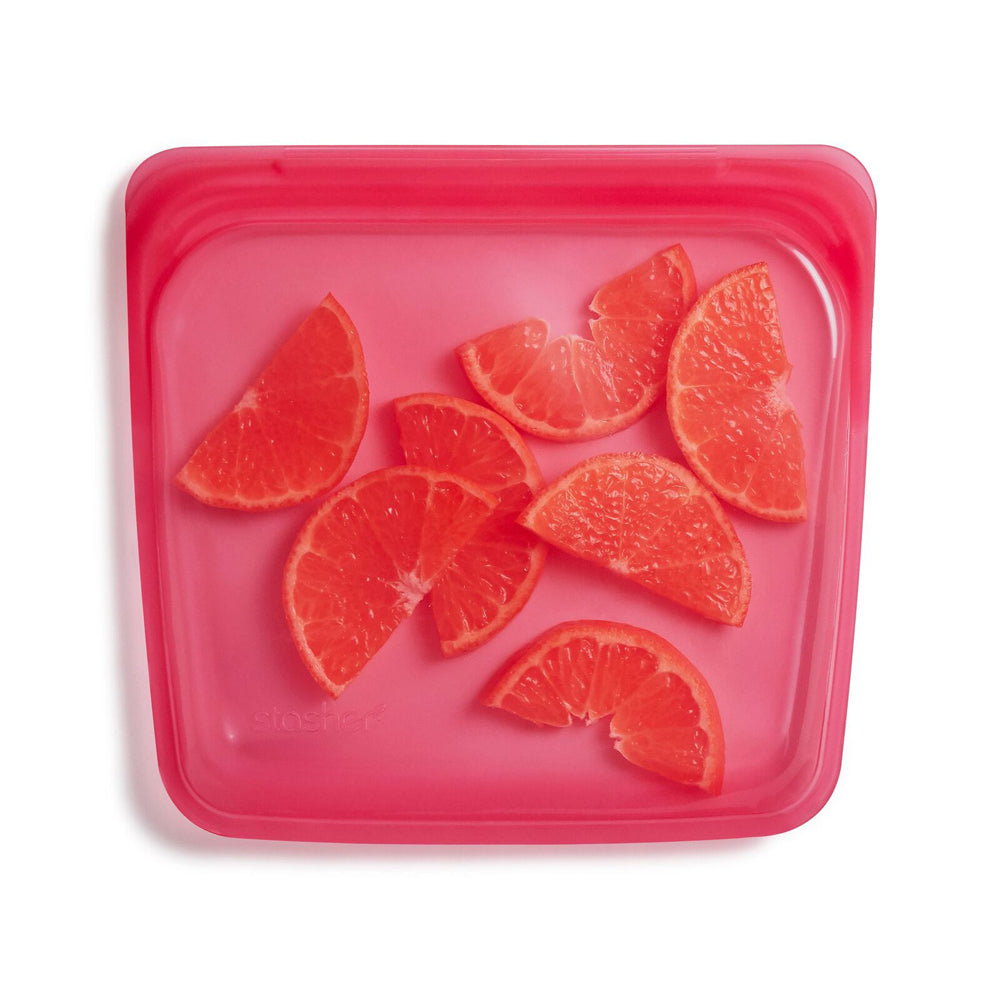 Stasher Silicone 828ml/19cm Reusable Sandwich Bag Storage Travel Pouch Raspberry — image 2