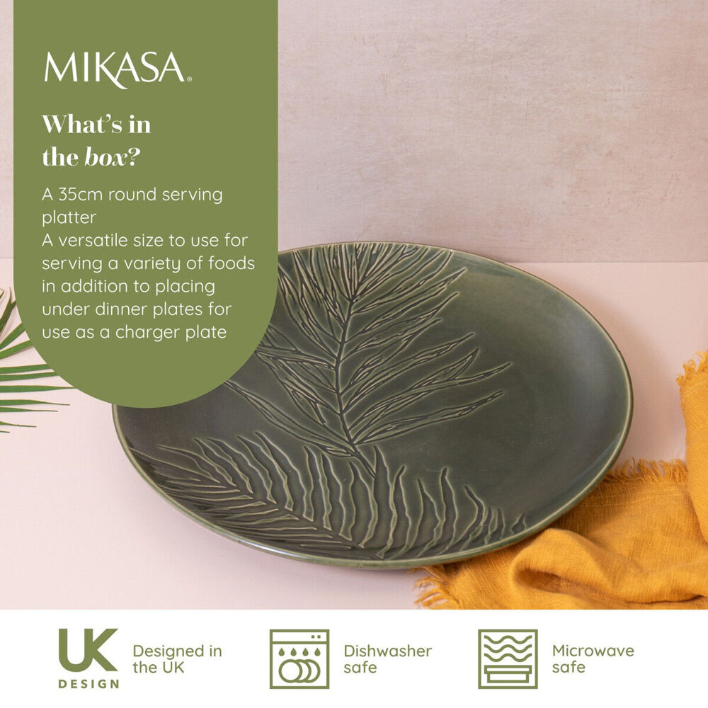 Mikasa Jardin Stoneware Everyday Dining Round Serving Platter, 35.5cm - Green — image 3