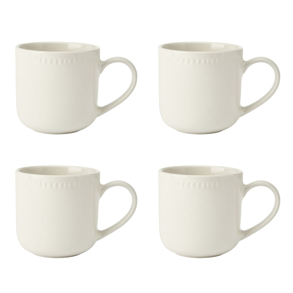 Mikasa Cranborne Stoneware Everyday Dining Mug/Cup Set, 320ml - Cream (4 Pieces)