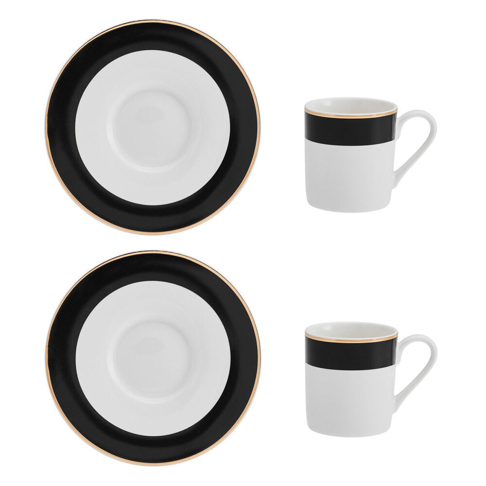 Mikasa Luxe Deco China Espresso Cups and Saucers with Block Stripe Set 100ml (4 Pieces)