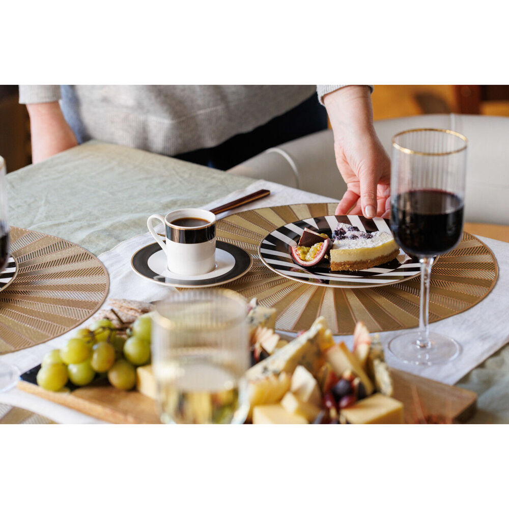 Mikasa Luxe Deco China Espresso Cups and Saucers with Block Stripe Set 100ml (4 Pieces) — image 3