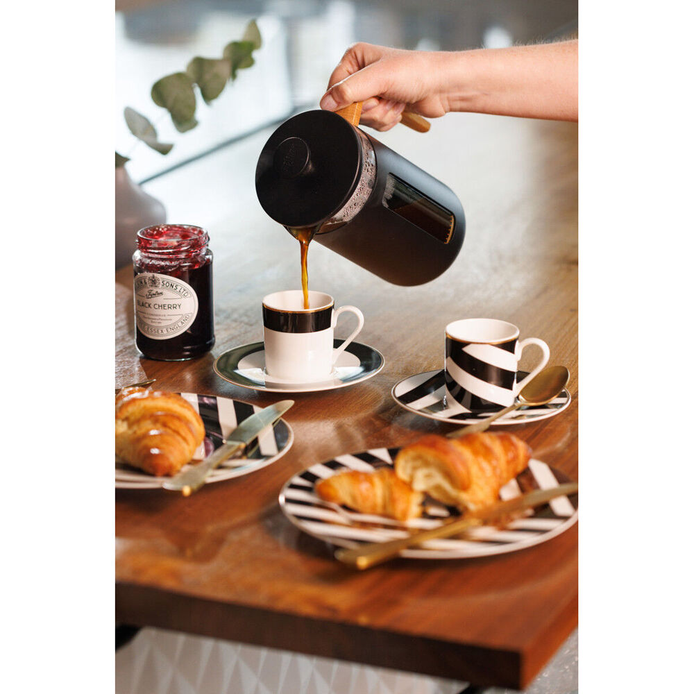 Mikasa Luxe Deco China Espresso Cups and Saucers with Block Stripe Set 100ml (4 Pieces) — image 6