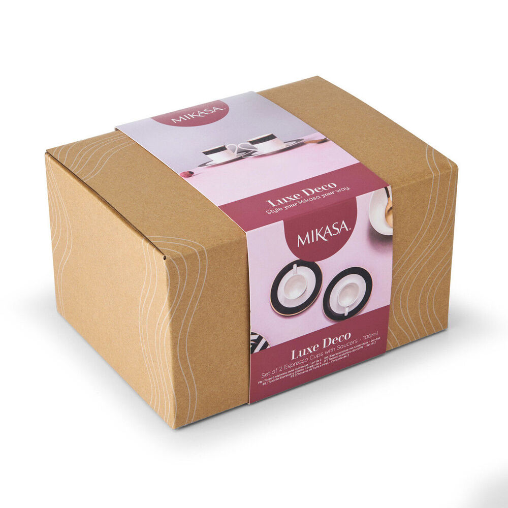 Mikasa Luxe Deco China Espresso Cups and Saucers with Block Stripe Set 100ml (4 Pieces) — image 9