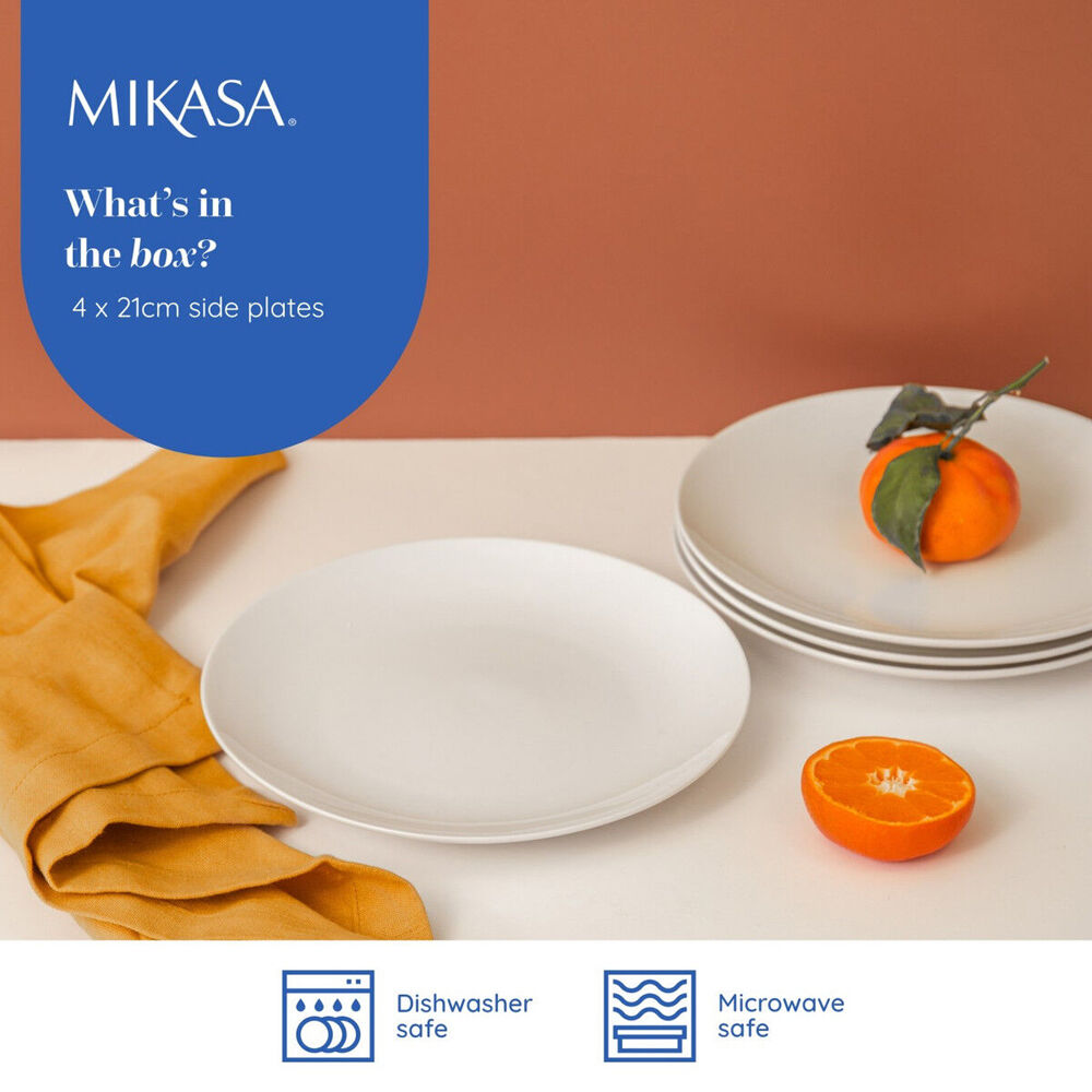Mikasa Chalk Kitchen Porcelain Side Plate Tableware Dining Set, 21cm, White (4 Pieces) — image 8