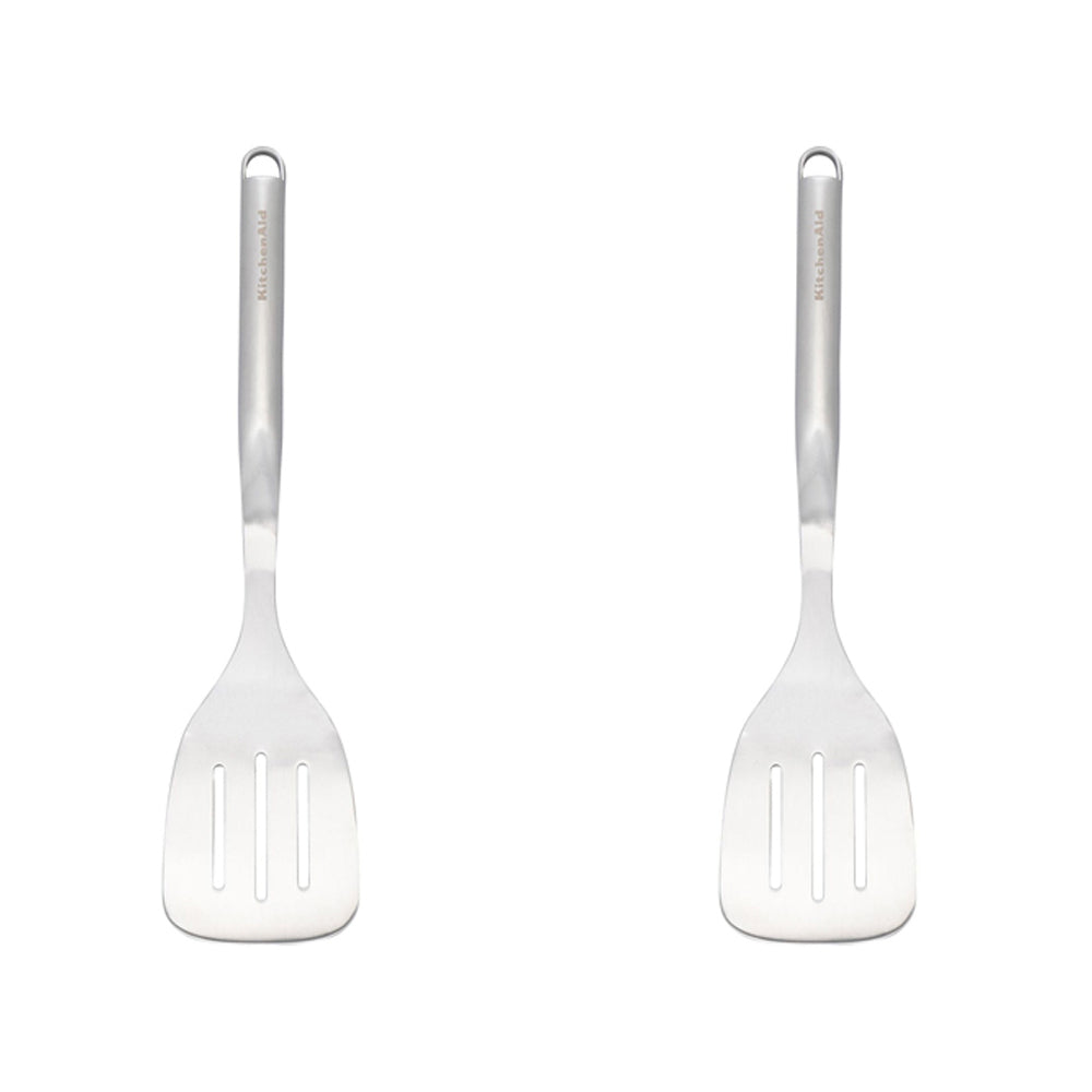 Kitchenaid Stainless Steel Slotted Turner Kitchen Cooking Utensil 35cm SLV (2 Pack)