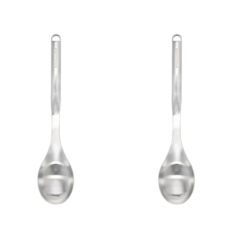Kitchenaid Solid Basting Spoon Stainless Steel Cooking Utensil 33.6cm Silver (2 Pack)
