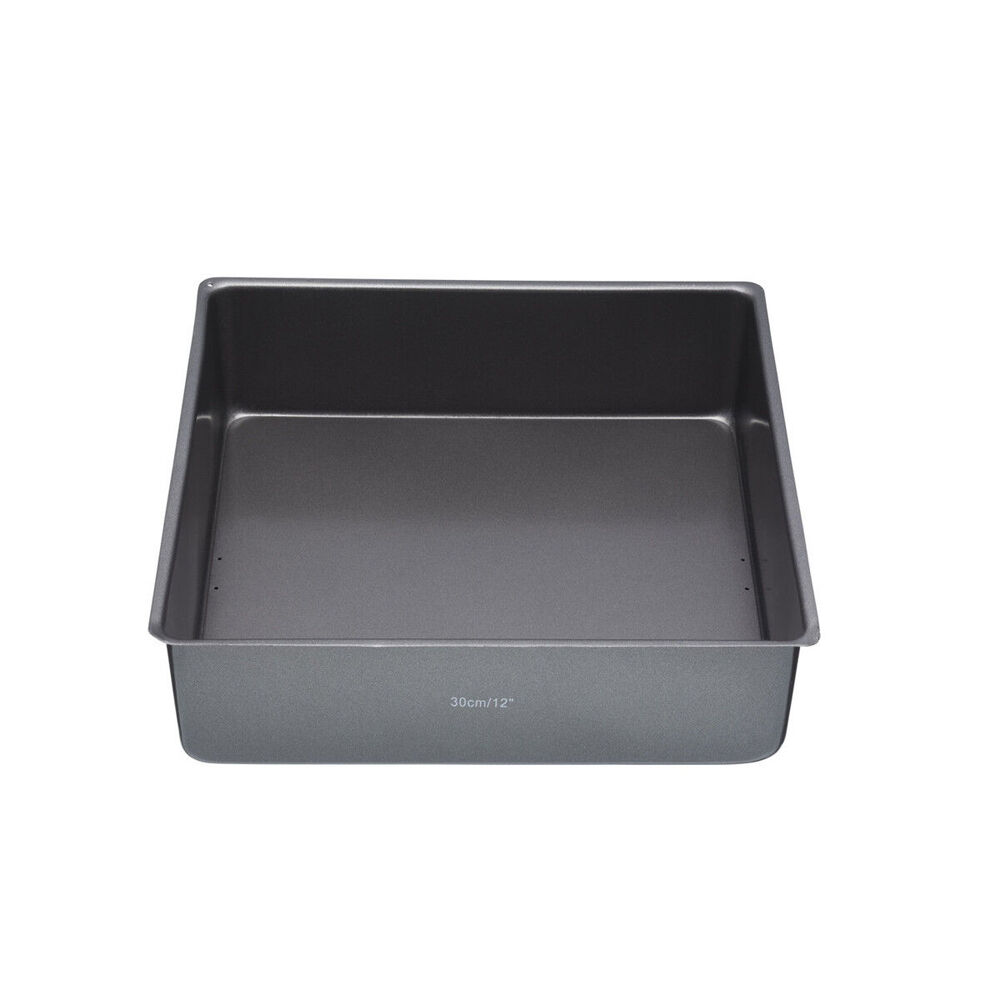Mastercraft 30cm Heavy Loose Base Non-Stick Square Deep Cake Pan Baking Black