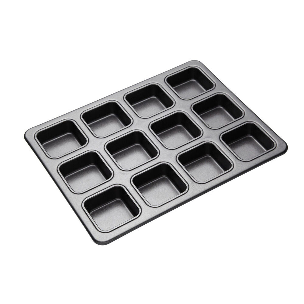 Mastercraft 34x26cm Heavy Base 12-Cup Non-Stick Square Brownie Pan Baking Black