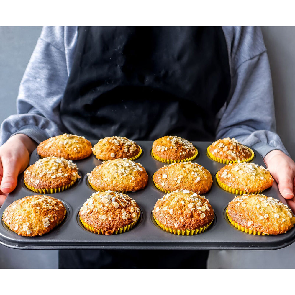 Mastercraft 35x27cm Heavy Base 12-Cup Non-Stick Muffin Cupcake Pan - Black (2 Pack) — image 6