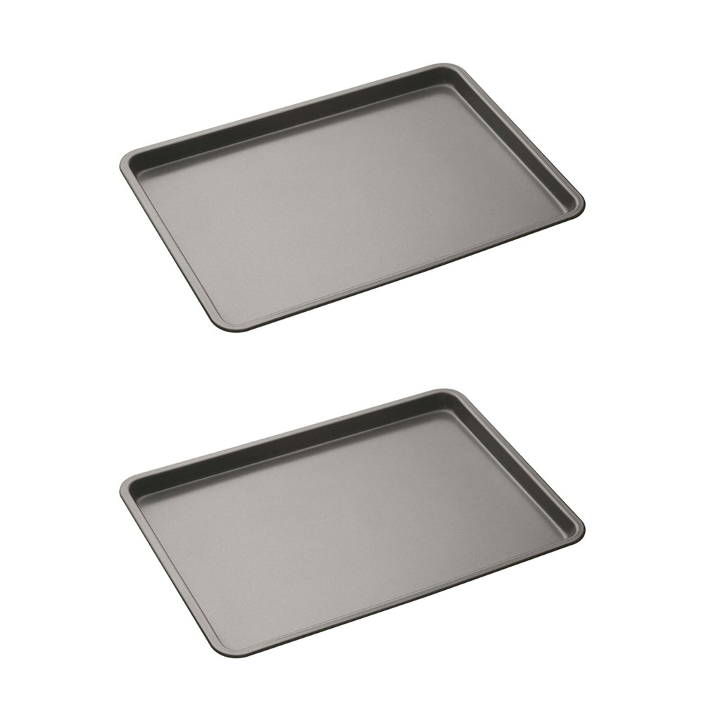 Mastercraft 35x25cm Heavy Base Non-Stick Bake Tray Kitchen Baking Pan Black (2 Pack)