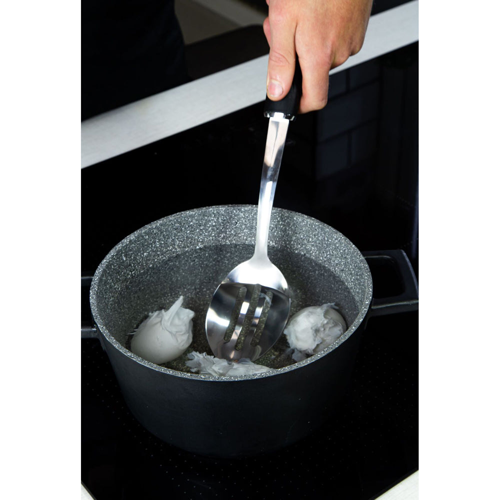 Mastercraft Soft Grip 34cm Stainless Steel Slotted Spoon Cooking Utensil Black — image 2