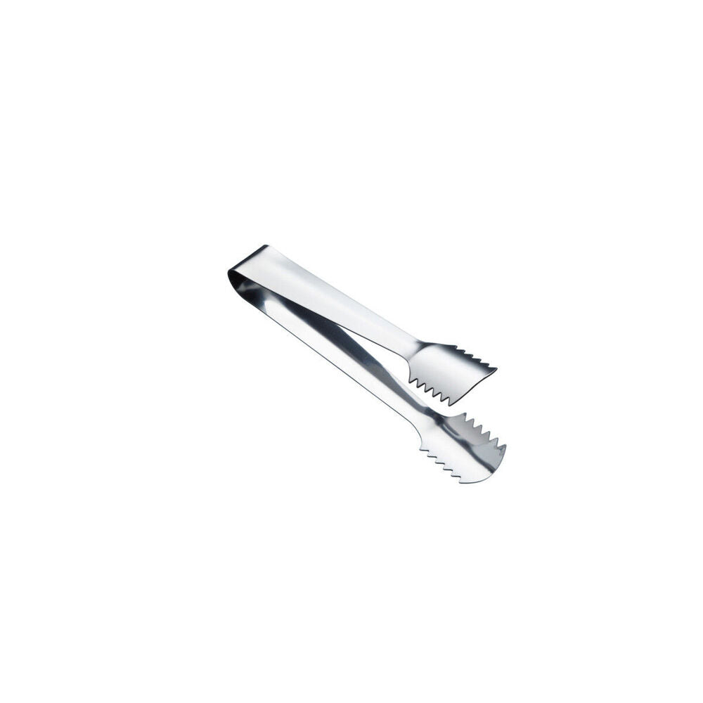 Barcraft Ridged 16cm Stainless Steel Ice Cube Clips Tongs Serving Barware Silver