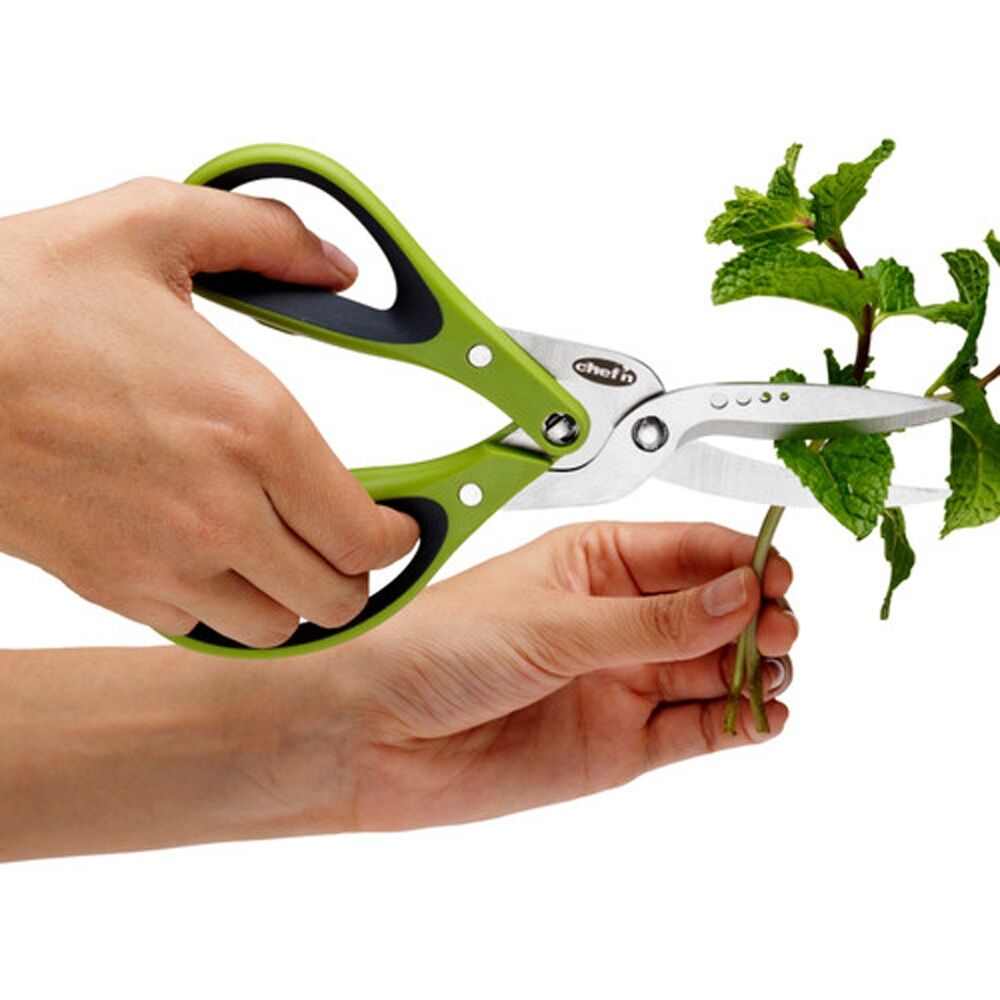 Chef'n FreshForce Herb Scissors - Dual-Gear Leverage For Easy Cutting - Stainless Steel Blades With Leaf Stripping Holes - Green Handles — image 7